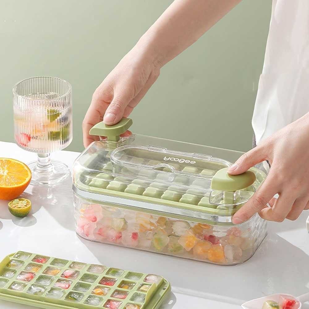 Yoogee Cetakan Es Batu Jelly Kotak 64 Grid Dual Quick Press with Box - YG599   [ I K F Store ]
