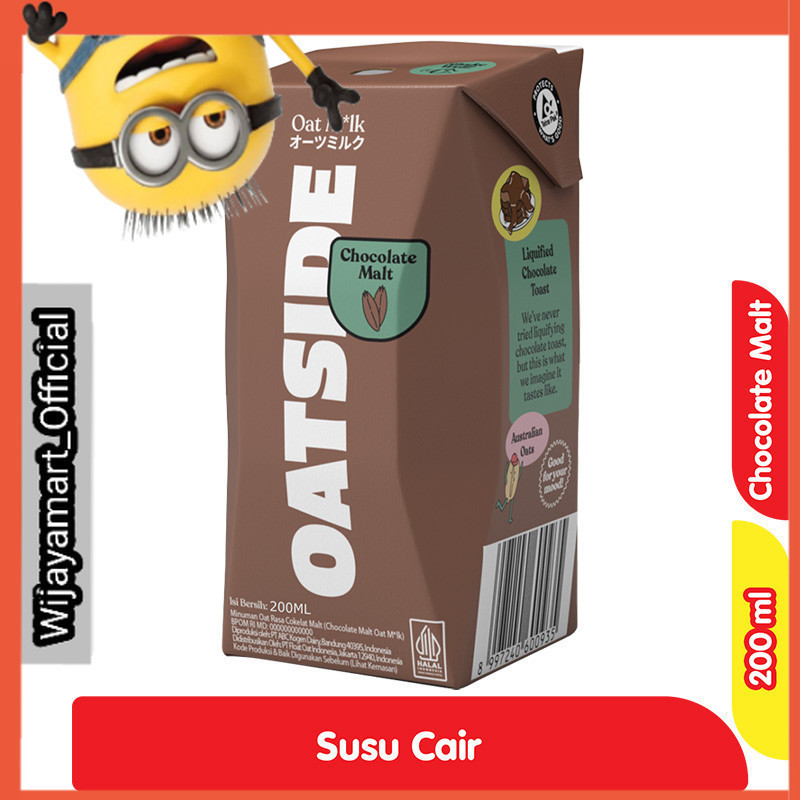 

Oatside Susu Oat Cair Malt Cokelat with Straw Kotak 200 ml