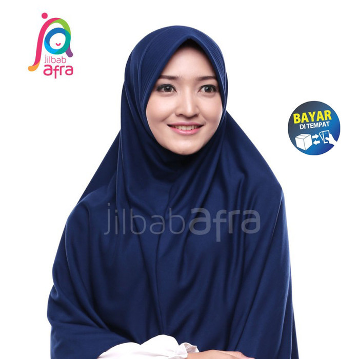 ⇝BIG SALE⇜ Terlaris Jilbab Afra Arfa Beria Hijab Kerudung Instan Bergo Navy Biru Dongker - XS