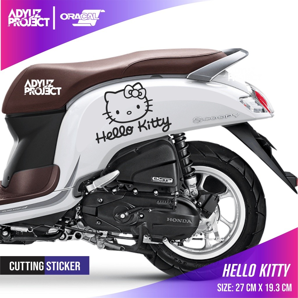 HELLO KITTY (2PCS) Sticker Cutting Mobil Motor Vespa Scoopy Vino Vario Beat Genio Nmax Aerox Matic