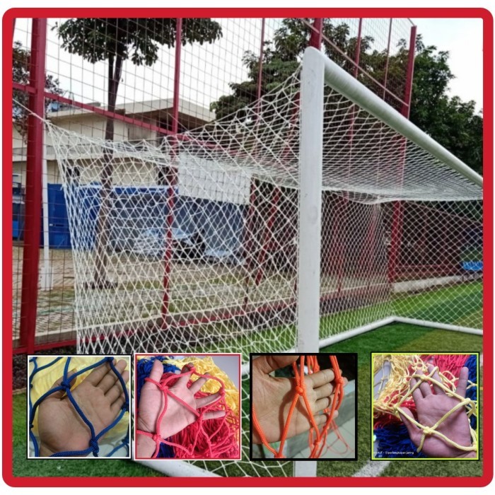 jaring gawang sepakbola bahan tali kur warna 5mm