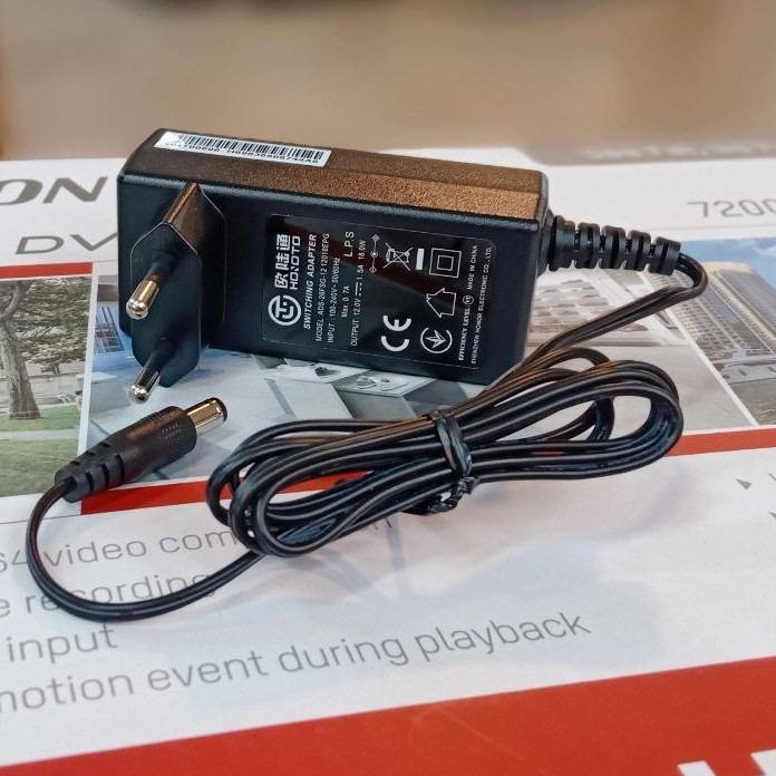 Adaptor Dvr Hikvision 12v 1.5 ampere Orinal - 12v 1,5A