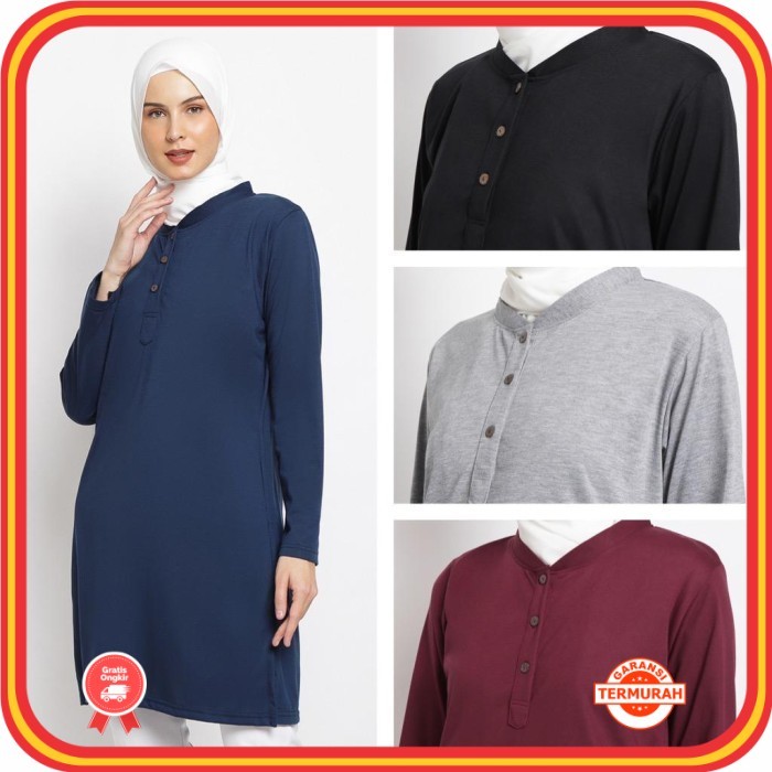 Tunik Muslim Wanita Keren Premium Berkualitas Style Korea /Nzinga TUNIK KAOS MUSLIMAH - AFFI - Putih