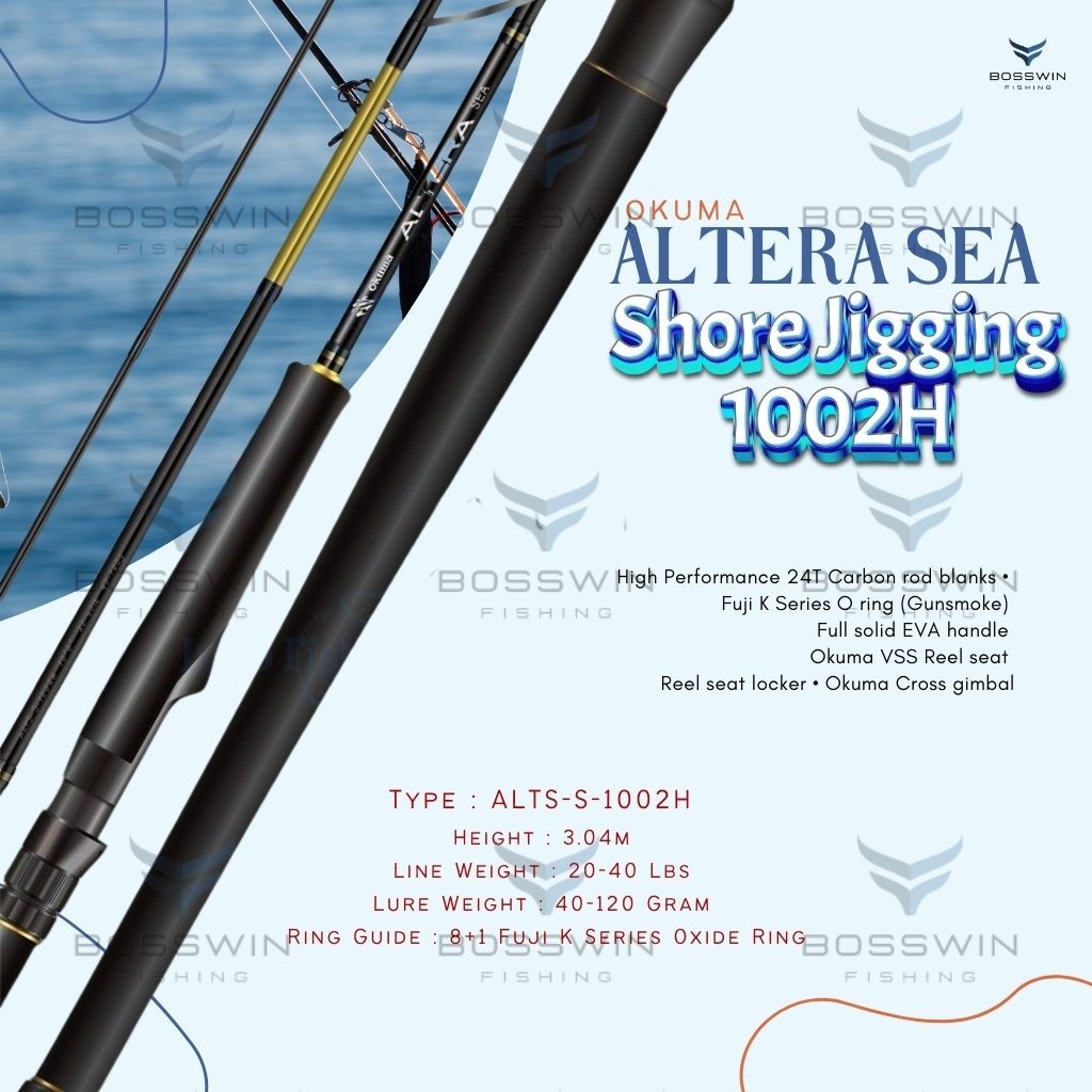 Joran Pancing OKUMA Altera Sea Shore Jigging 1002H 20-40Lbs Stik Mancing Casting Jigging Pinggiran T
