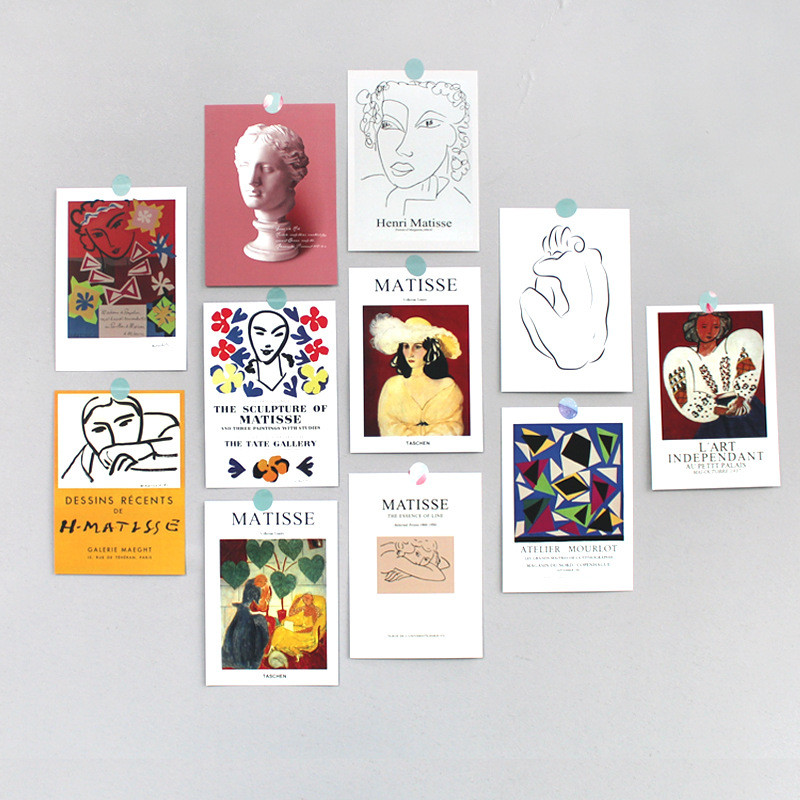 

Ins Abstract Art Classical Retro Postcard 10sheets Mini Poster Double Sided Pattern Diy Background Decoratiove Card Wall Sticker