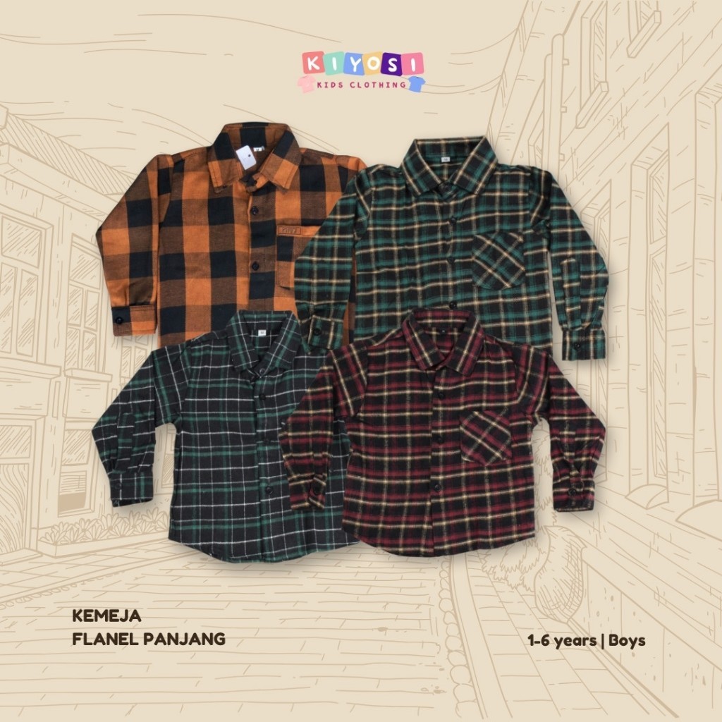 Naz@kidstore.id-KIYOSI Kemeja Anak Flanel Laki-Laki Lengan Panjang  1-6 Tahun (3)