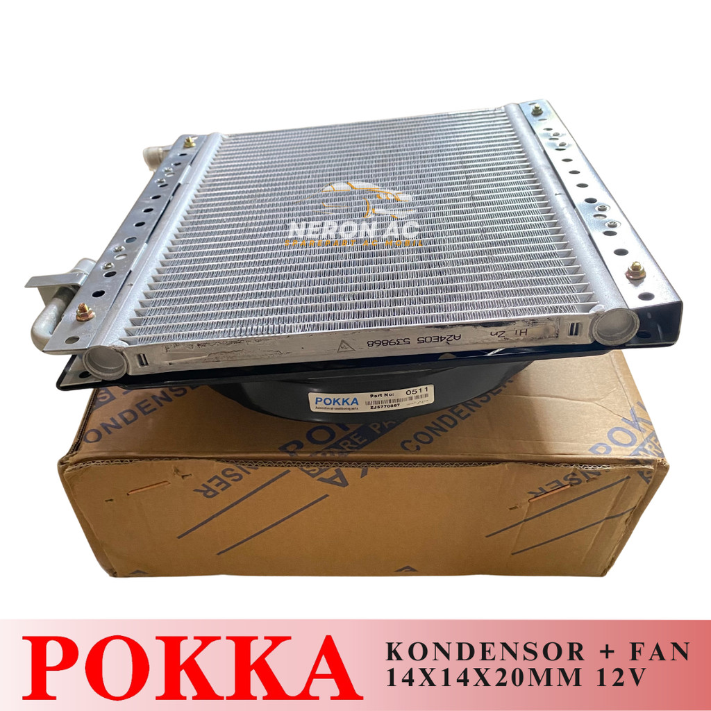 CONDESOR KONDENSOR AC MOBIL 14X14X20 + KIPAS 12 VOLT UNIVERSAL POKKA 0511