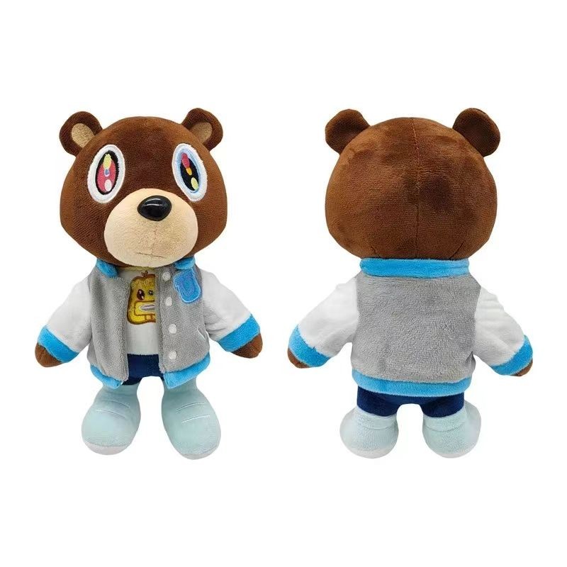 

26CM Kanye Teddy Bear Plush Toys Cartoon Stuffed Soft Bear Dolls Life-like Cute Suit Vest Blue Camouflage Kanye Toys Pillow Gift