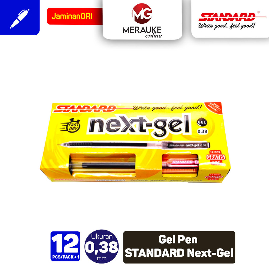 

Gel Pen STANDARD Next-Gel 0.38mm Hitam (1 Pack isi 12+1)