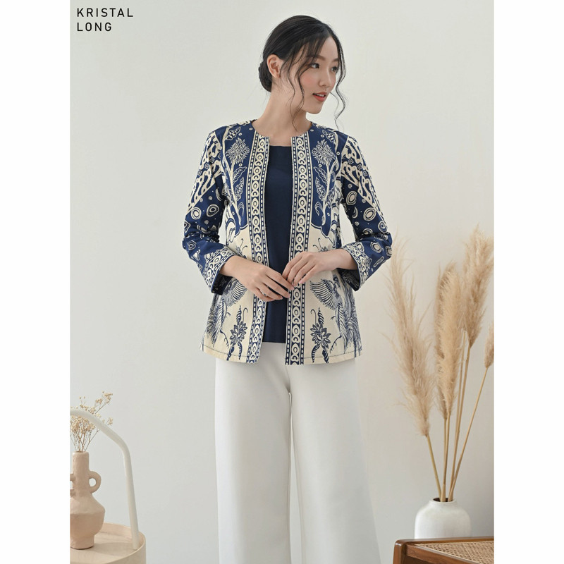 Kristal Baju Batik Wanita Outer Blazer Batik Couple Modern Atasan Batik Wanita