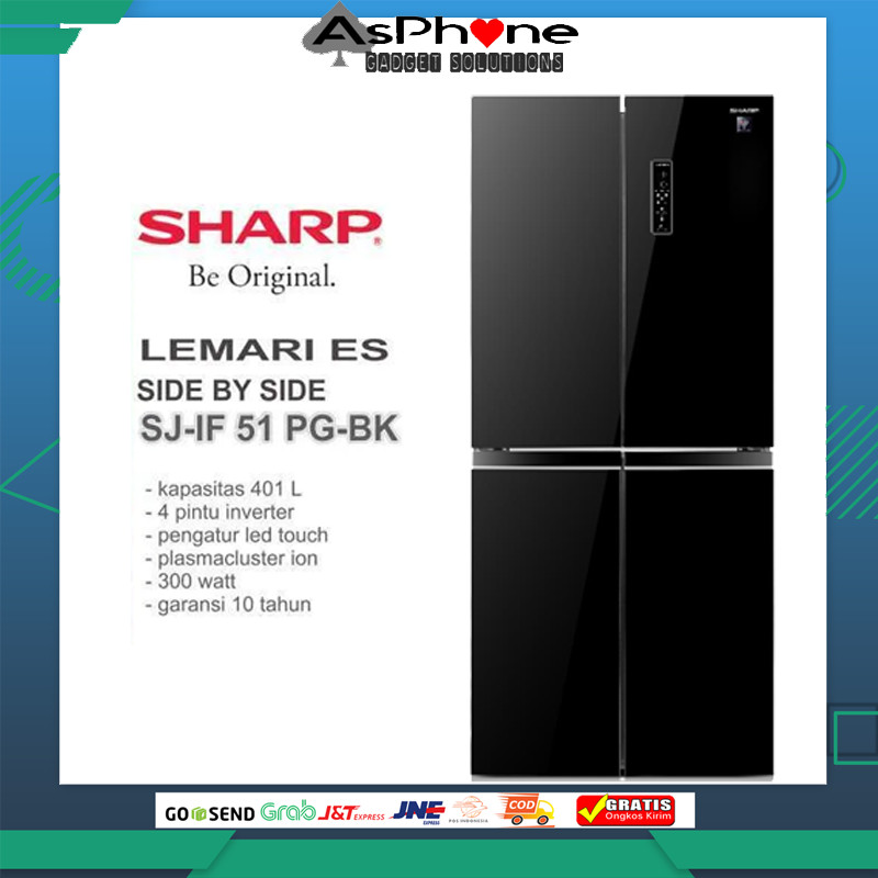 KULKAS SHARP 4 pintu SJ-IF51PG-Bk multi door black glass garansi resmi