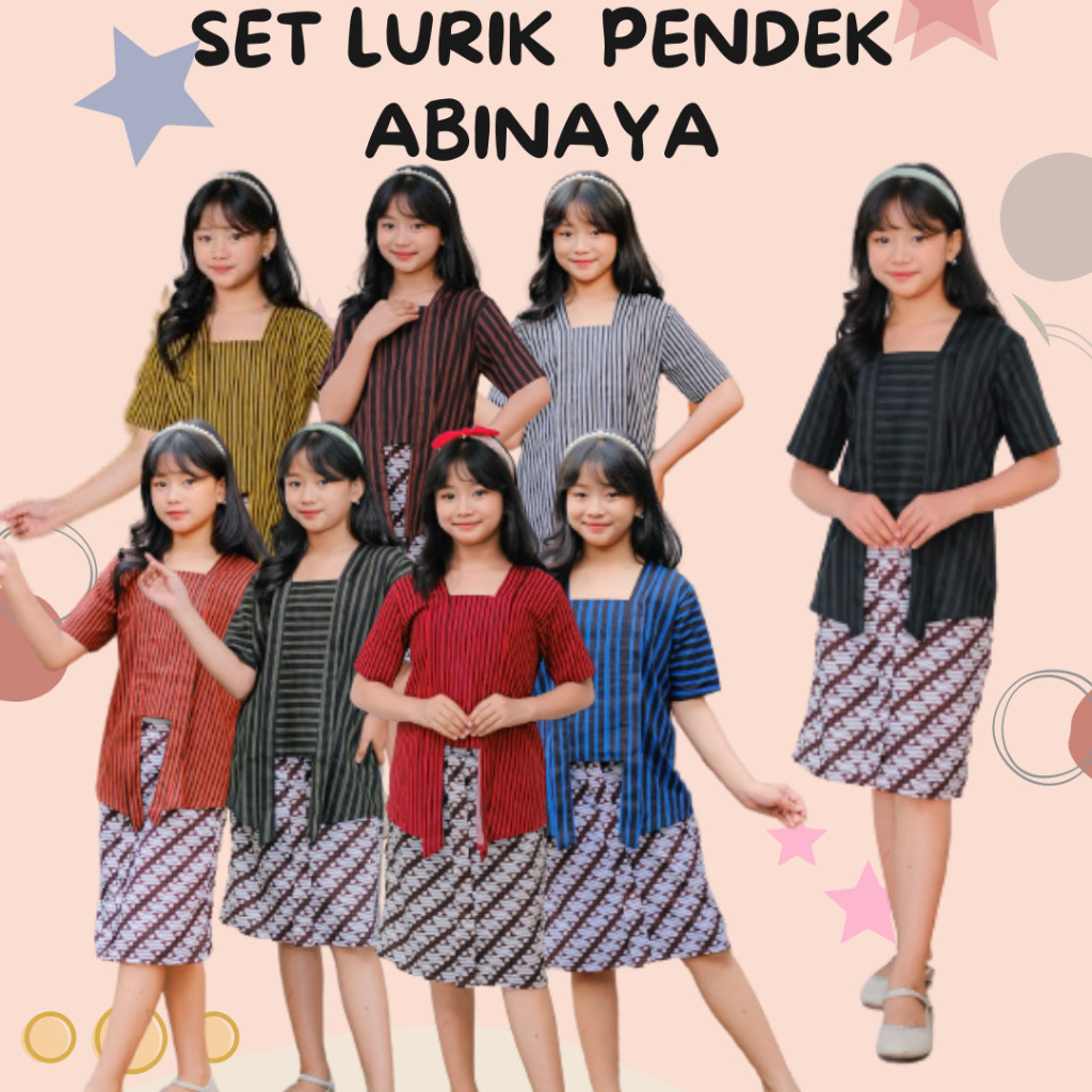 LURIK SET KEBAYA LURIK ANAK LENGAN PENDEK ROK PENDEK ABINAYA KATUN PREMIUM