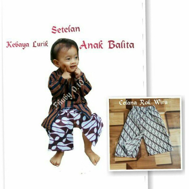 LURIK Setelan Kebaya Lurik Anak Balita / Kebaya Lurik + Celana Rok Wiru Anak / Kebaya Kutubaru Anak