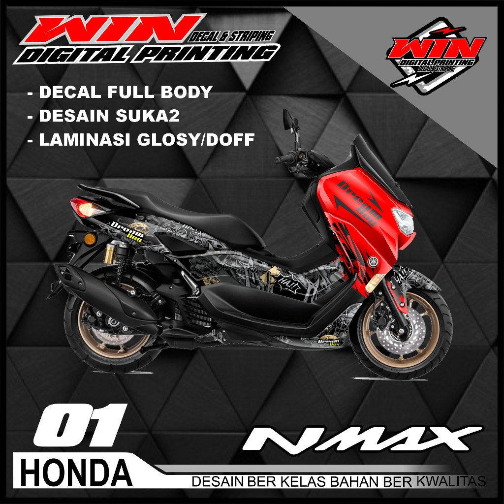 Decal sticker motor / decal nmax tengkorak skull / sticker nmax 2019 full body