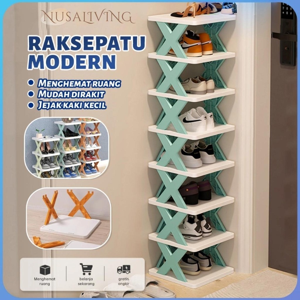 Rak sepatu 6/7/8/9 susun COD Rak sepatu X susun tempat rak sepatu susun rak sendal tempat sendal rak