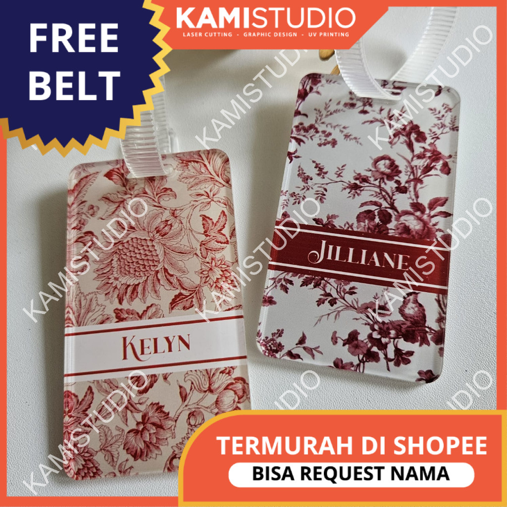 SABUK LUGGAGE TAG DIOR PATTERN MERAH/ GANTUNGAN KOPER ESTETIK/GANTUNGAN KOPER CHRISTIAN DIOR/GANTUNG