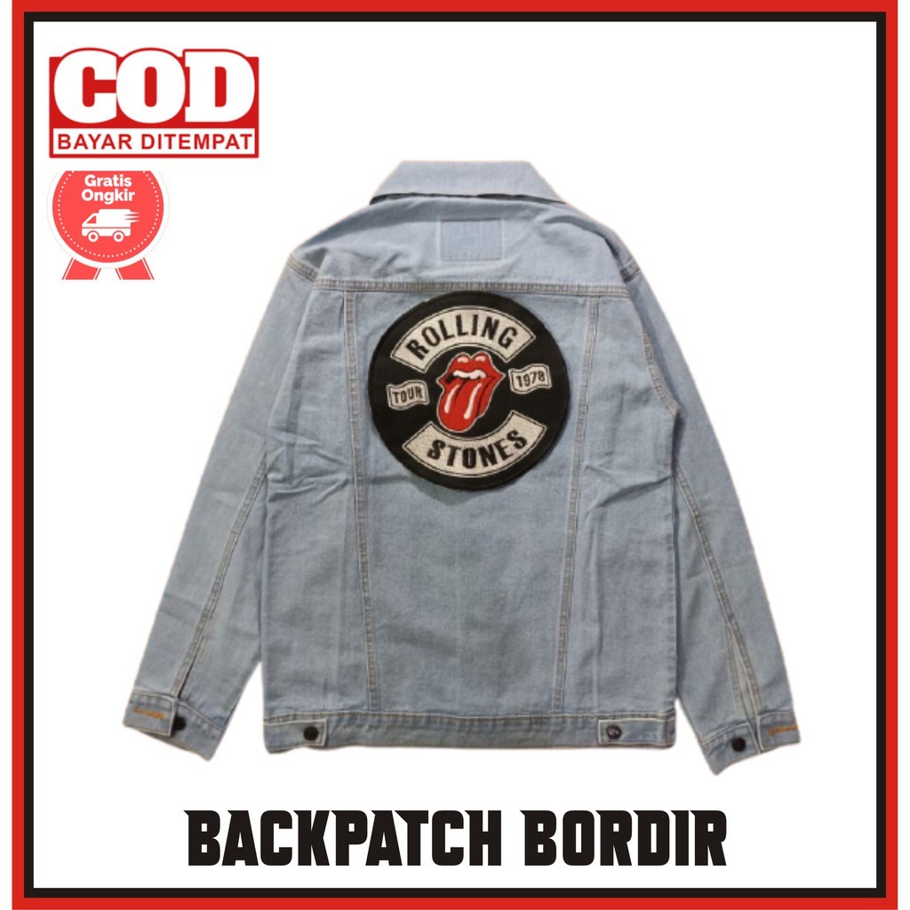 Bordir Bordir Patch Punggung Bordir Besar Band Metal Backpatch Bordir Besar Rolling Stonebisa pesan 
