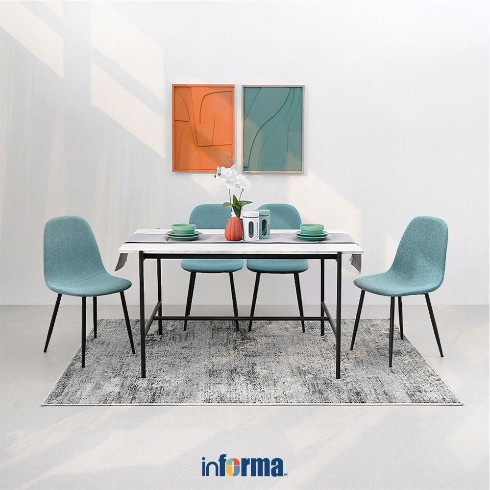 Informa Informa Jordie Celia Set Meja Makan 4 Kursi Dining Table Set Meja Kursi Ruang Makan Aestheti