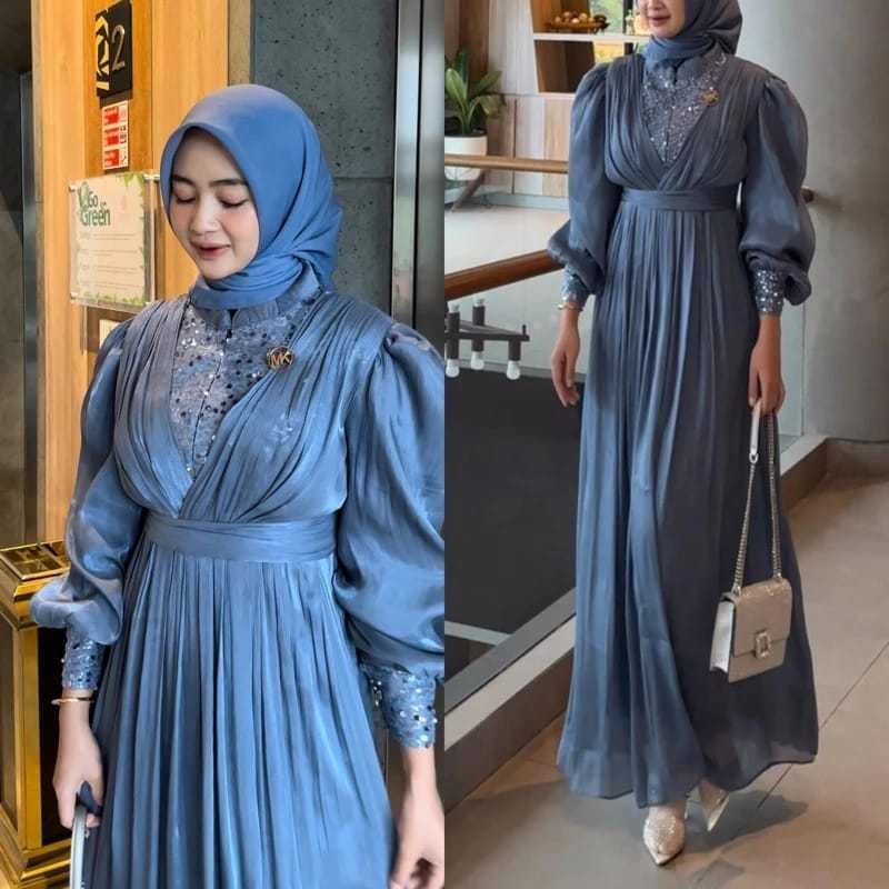 JOVANA DRESS SHIMER KONDANGAN TILE SEQUIN PREMIUM GAMIS PESTA BUSUI MUSLIMAH GAUN LEBARAN MEWAH