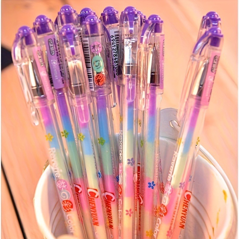 

3/6pcs/set Color Rainbow Gel Pens Primary School Students Graffiti Painting Painting Coloring Cute Pen Kawaii School Supplies