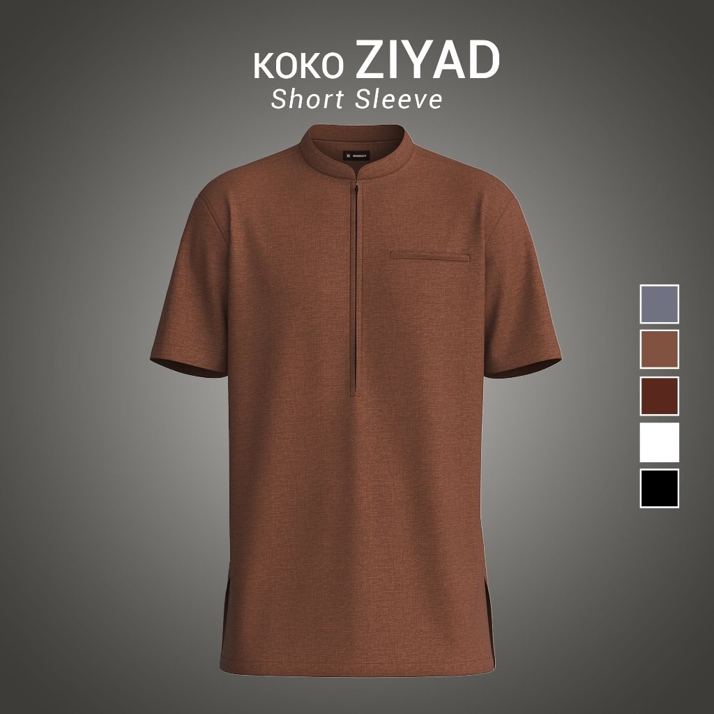 BROGUY Kemeja Koko Pria Dewasa Lengan Pendek Ziyad