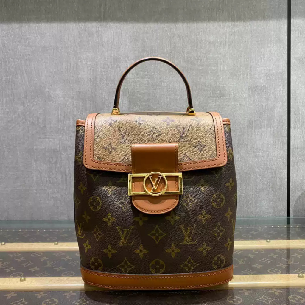 【bekas asli】（M45142） Ransel LV DAUPHINE/Tas Sekolah/Ransel Presbyopic Coklat