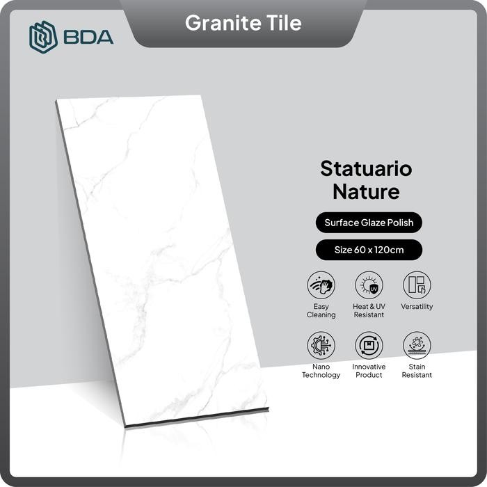 BDA Granite Tile 60x120 Keramik Granit Lantai Dinding Kamar Mandi Interior Mewah Statuario Nature