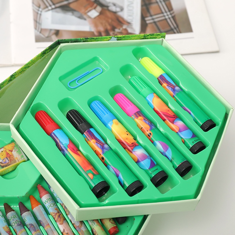 Crayon Set Susun 4 Pensil Warna isi 46 pcs Cat Air Lukis Alat Gambar Murah Mainan Edukatif Seni Anak