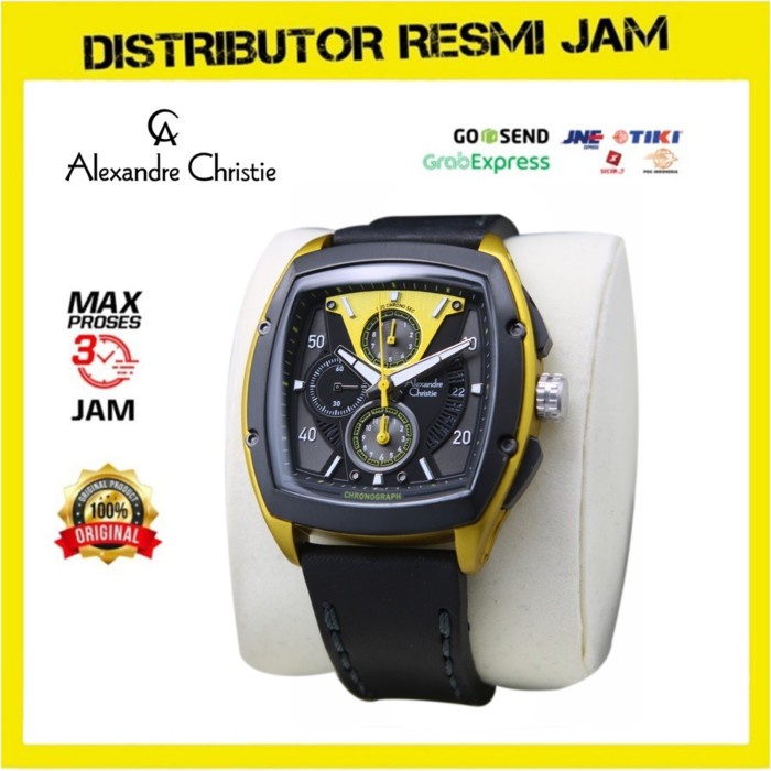 Jam Tangan Pria Alexandre Christie AC 6610 AC6610 Black Yellow