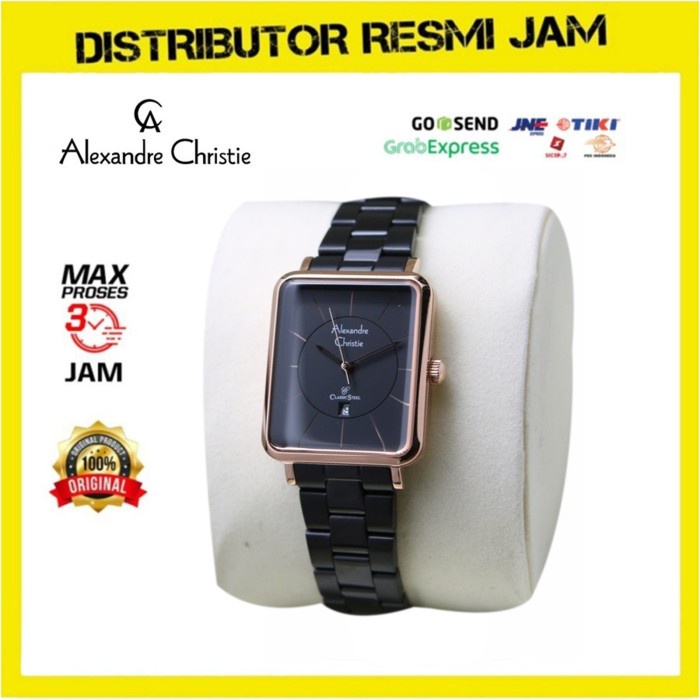 Jam Tangan Wanita Alexandre Christie AC 8662 AC8662 Rosegold Black