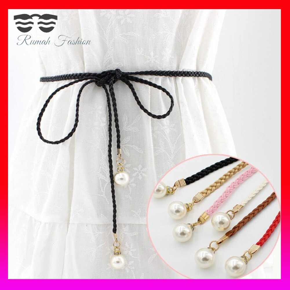 1Pcs Ikat Pinggang Gamis Dress Wanita Ikat Pinggang Kepang Mutiara Wanita Aksesoris Fashion