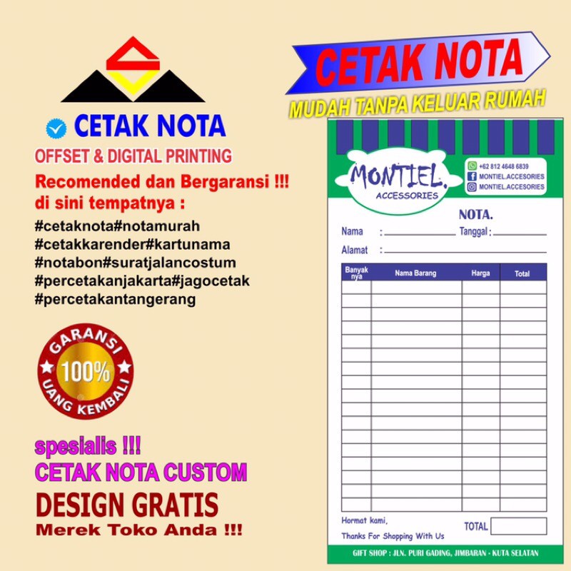

CETAK NOTA CUSTOM 3 ply 1/3F NCR