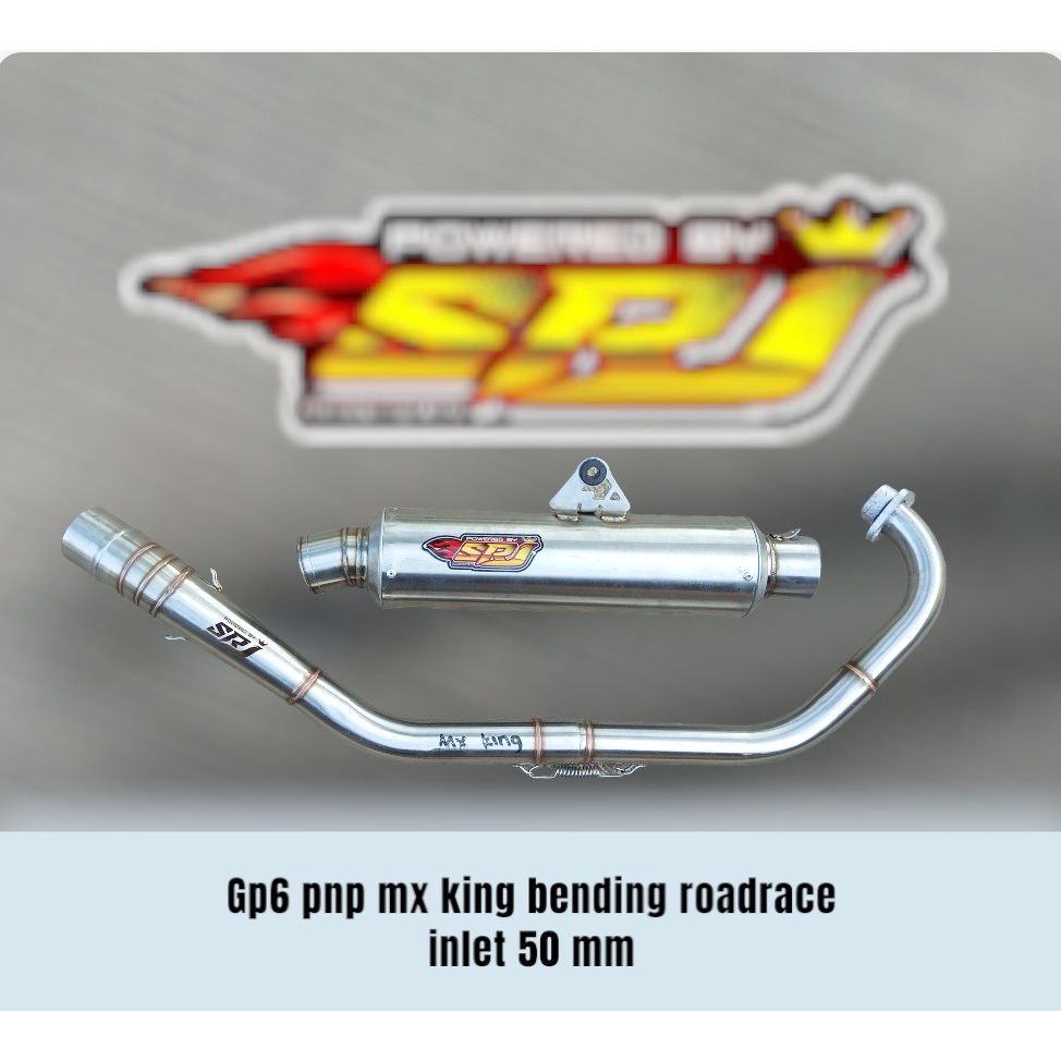 Knalpot racing srj original model gp6 30 cm inlet 50 mm bulat jenong mx king bending roadrace  Bukan