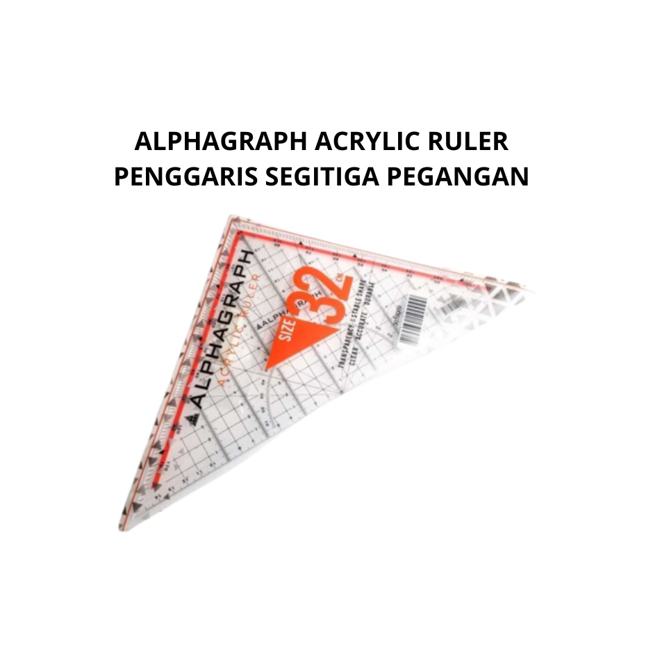 

ALPHAGRAPH ACRYLIC RULER SIZE 32 / PENGGARIS PEGANGAN 32CM / SEGITIGA QU / PENGGARIS SEGITIGA PEGANGAN