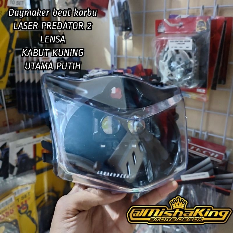 Lampu led proji beat karbu 2 mata laser predator