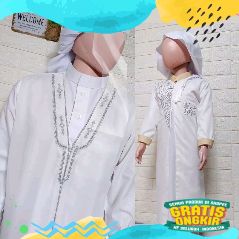 Baju Muslim Rompi Pria ARAB COUPLE Ayah Anak Laki-Laki Jubah Gamis Pakistan/ biru telur asin