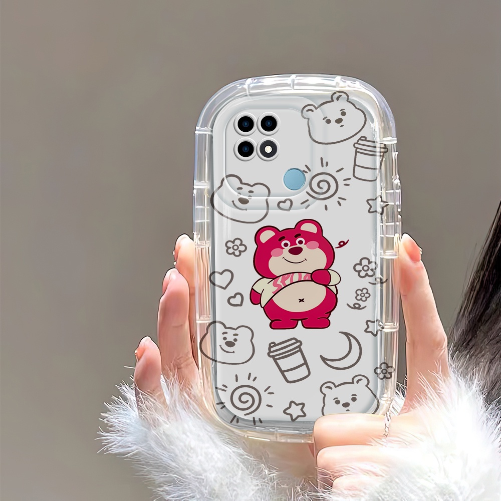Untuk OPPO A15 A15S Casing HP Phone Case Softcase Kesing Soft Kartun Chubby Pooh Bear Tali Gantungan Casing