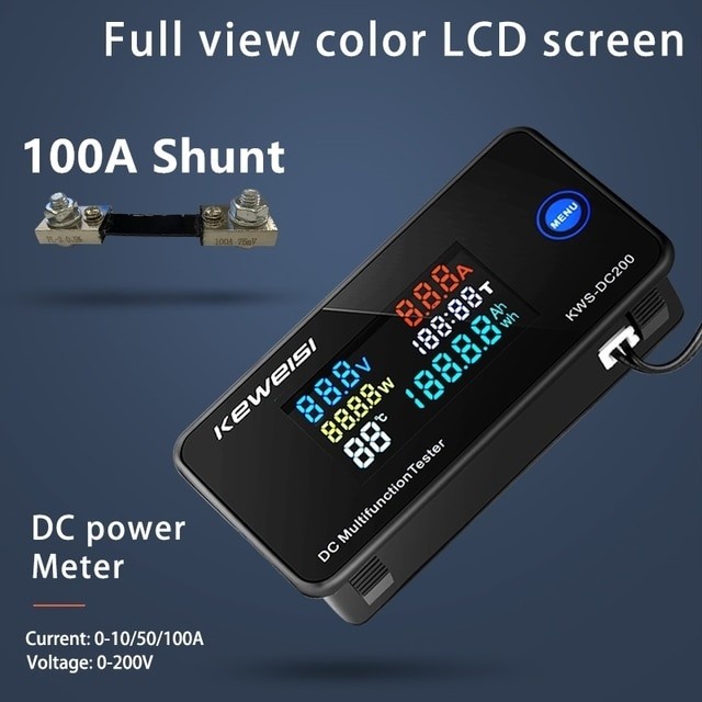 KWS-DC200 DC WATT METER 10A 50A 100A KWH AMPERE WATTMETER KEWEISI Authentic