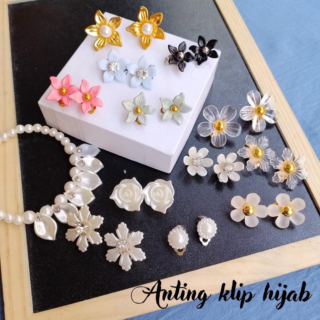 Anting klip hijab | anting jepit | anting hijab aksesoris earrings