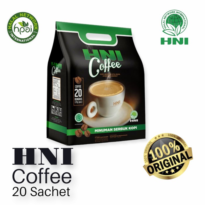 

hni coffee hni hpai - minuman serbuk kopi pilihan - isi 20 sachet - 20 sachet