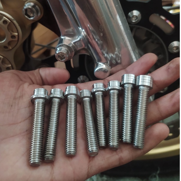 Baut pangkon kaliper bottom bawah skok ninja stainless bubut (1pcs)