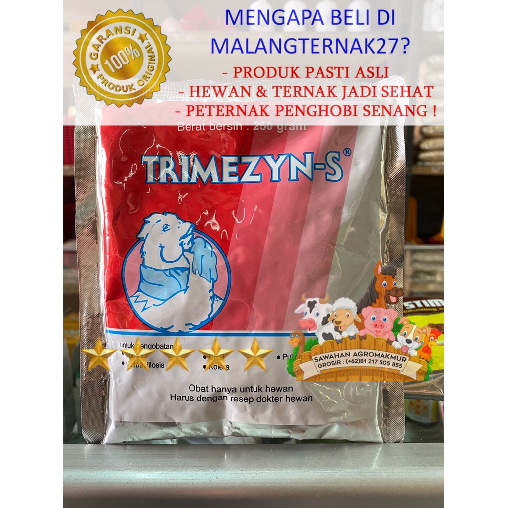 trimezyn s 250gram obat anbitiotik ayam sakit snot crd korisa kolera coli ayam jago bangkok pedaging