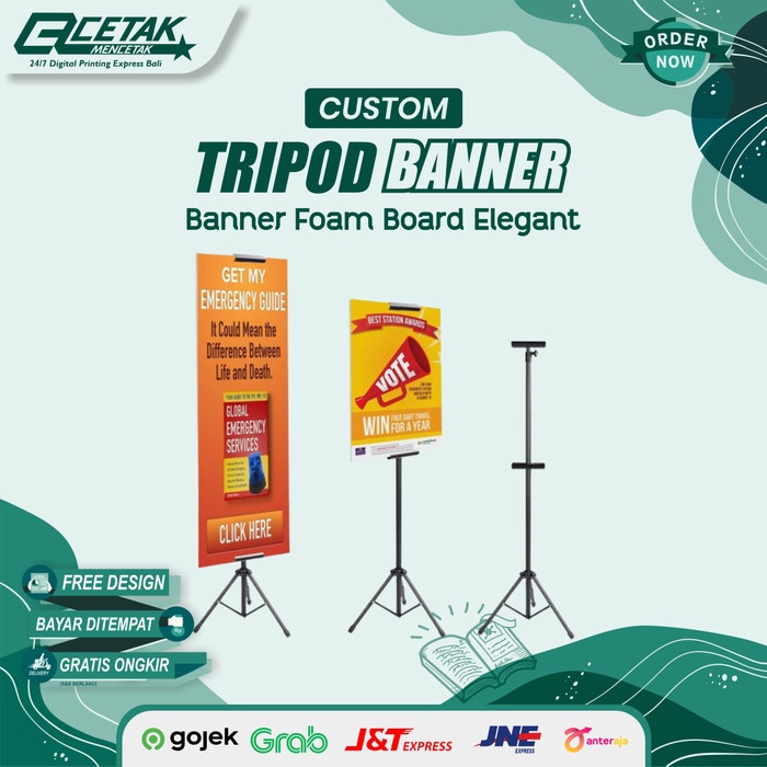 Cetak Tripod Standing Banner Foam Board Custom Promosi Adjustable - 60 x 50 cm