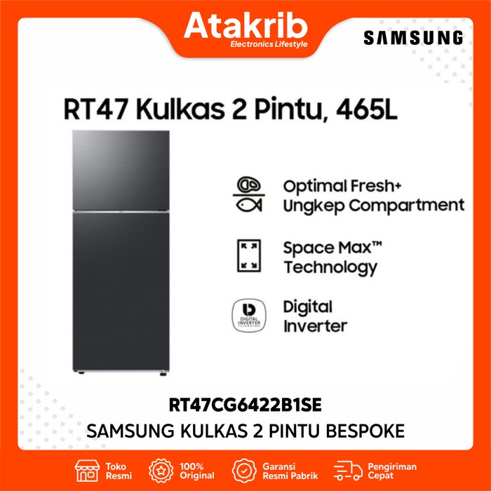 SAMSUNG KULKAS 2 PINTU RT47CG6422B1SE / RT47 w/Ungkep Compartment 465L