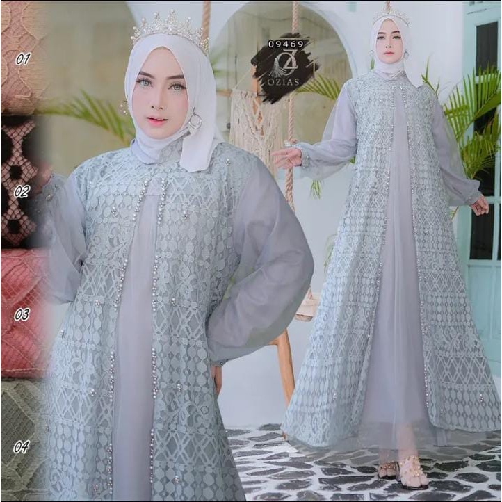 DRESS PESTA PREMIUM  BROKAT FIMELLA 09469 XXL I Fashion Muslimah Hijab