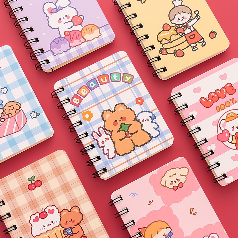 

[LIVE NOW] Notebook Ring Motif Kartun Buku Catatan Memo Spiral Buku Tulis Mini Binder Karakter Murah