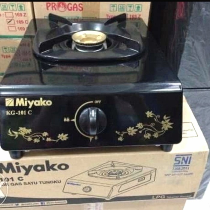 Kompor gas miyako 1 tungku 1 mata KG 101 C stainless teplon hitam / Miyako kg 101c / kompor gas 1 tu