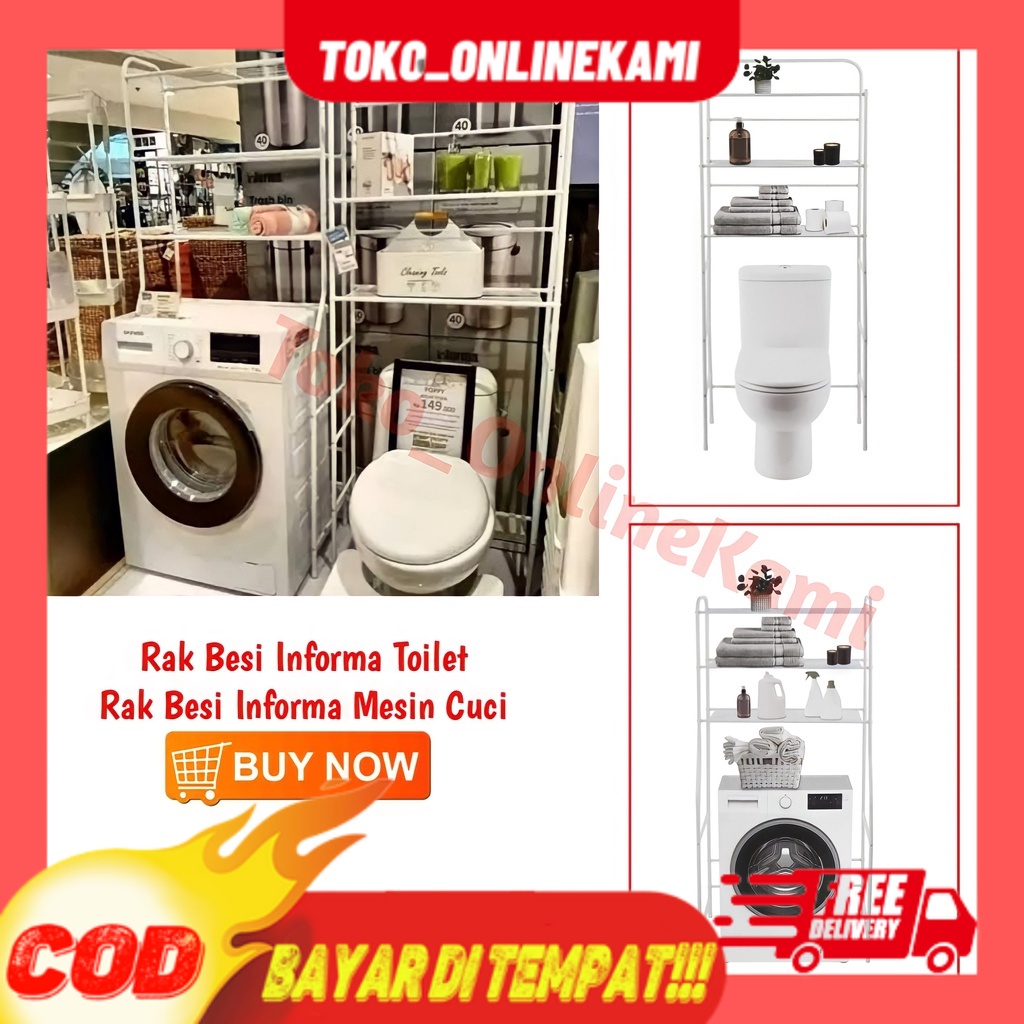 READY STOCK INFORMA Rak Besi Toilet Serbaguna 3 Tingkat/Rak Mesin Cuci/Rak Toilet/Rak Anti Karat