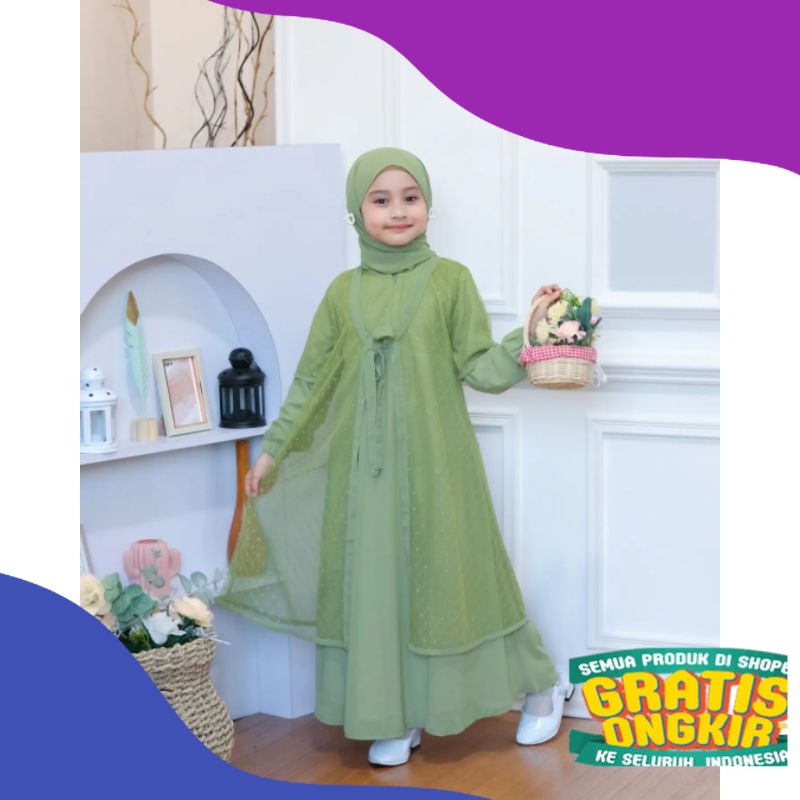 NAFISHA KIDS+PHASMINA GAMIS KONDANGAN ANAK USIA 8-10 TAHUN/GAMIS ANAK PEREMPUAN/GAMIS ANAK TANGGUNG/