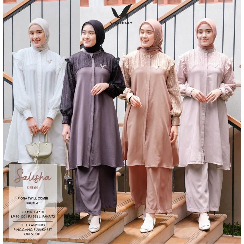 BAJU TERLARIS BEST SELLER  SETELAN WANITA FASHION MUSLIM // FAREL - SALISHA ONESET BY VENTE